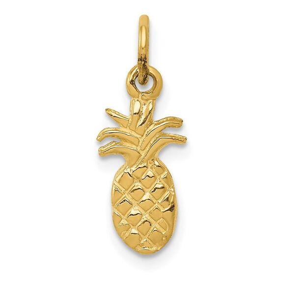 14k Yellow Gold Small Polished Pineapple Charm - Picture 1 of 6